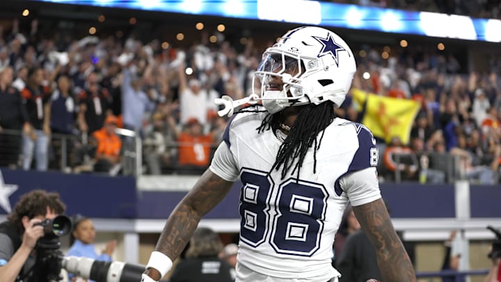 Dallas Cowboys wide receiver CeeDee Lamb reacts after scoring a touchdown against the Cincinnati Bengals.