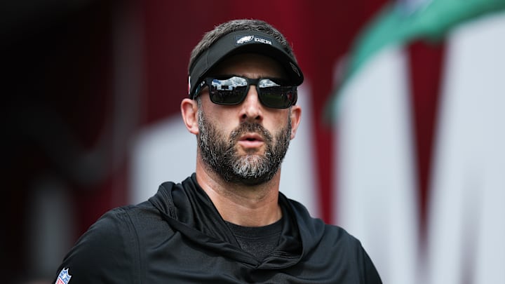 Sep 28, 2025; Tampa, Florida, USA; Philadelphia Eagles head coach Nick Sirianni enters the field prior to the game against the Tampa Bay Buccaneers at Raymond James Stadium. Sep 28, 2025; Tampa, Florida, USA; Philadelphia Eagles head coach Nick Sirianni enters the field prior to the game against the Tampa Bay Buccaneers at Raymond James Stadium.