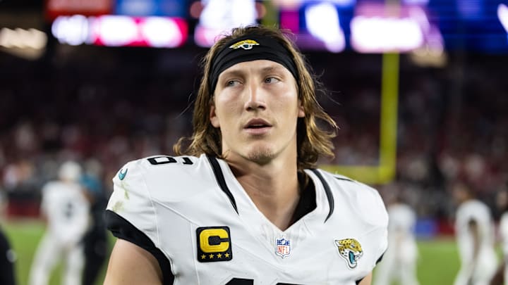 Jacksonville Jaguars quarterback Trevor Lawrence (16) against the Arizona Cardinals at State Farm Stadium. 