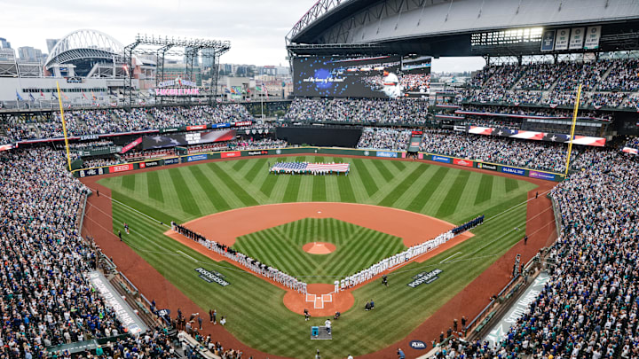 Oct 4, 2025; Seattle, Washington, USA; A general view of T-Mobile Park before the start of game one of the ALDS round between the Seattle Mariners and the Detroit Tigers for the 2025 MLB playoffs. Mandatory Credit: Joe Nicholson-Imagn Images