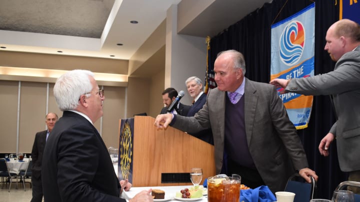 LSU baseball coach Paul Mainieri was the guest speaker at the Rotary Club of Alexandria's luncheon Tuesday, Nov. 27, 2018.
Wayne Thomas, bishop of House of Praise Full Gospel Missionary Baptist Church, and his wife co-pastor Cherica Thomas and daughters, Jamesha Thomas and Jania Thomas, serve a free chili meal with crackers, cake and a drink and hand out free clothes at the church's property at 2305 Bayou Rapides Avenue which is set to become the church's new home in 2019. The church serves LSU baseball coach Paul Mainieri was the guest speaker at the Rotary Club of Alexandria's luncheon Tuesday, Nov. 27, 2018.
Wayne Thomas, bishop of House of Praise Full Gospel Missionary Baptist Church, and his wife co-pastor Cherica Thomas and daughters, Jamesha Thomas and Jania Thomas, serve a free chili meal with crackers, cake and a drink and hand out free clothes at the church's property at 2305 Bayou Rapides Avenue which is set to become the church's new home in 2019. The church serves