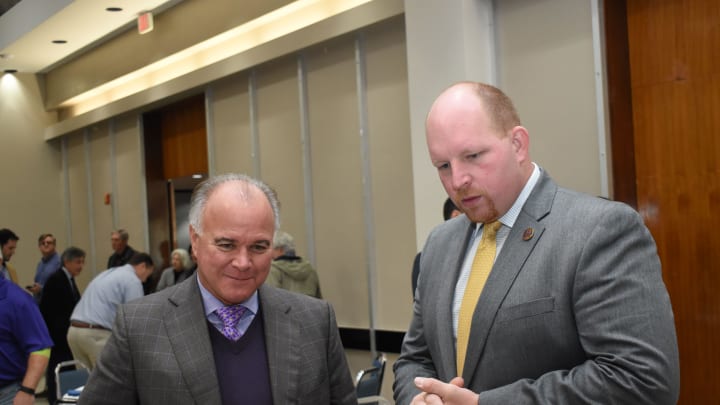 LSU baseball coach Paul Mainieri was the guest speaker at the Rotary Club of Alexandria's luncheon Tuesday, Nov. 27, 2018.

Wayne Thomas, bishop of House of Praise Full Gospel Missionary Baptist Church, and his wife co-pastor Cherica Thomas and daughters, Jamesha Thomas and Jania Thomas, serve a free chili meal with crackers, cake and a drink and hand out free clothes at the church's property at 2305 Bayou Rapides Avenue which is set to become the church's new home in 2019. The church serves