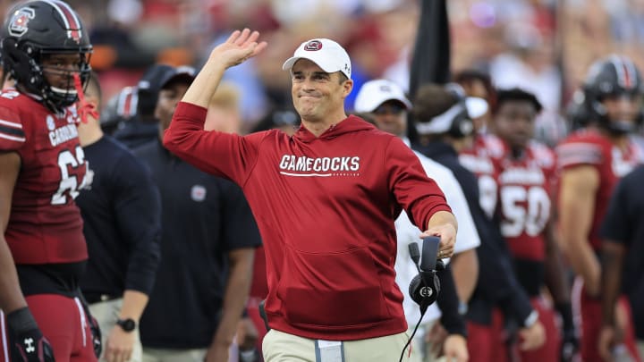 South Carolina Gamecocks head coach Shane Beamer reacts to a score during the first quarter of the TaxSlayer Gator Bowl of an NCAA college football game Friday, Dec. 30, 2022 at TIAA Bank Field in Jacksonville. [Corey Perrine/Florida Times-Union]

Jki 123022 Ncaaf Nd Usc Cp 10