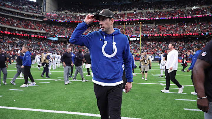 Jan 4, 2026; Houston, Texas, USA;  Indianapolis Colts head coach Shane Steichen on the field following the game against the Houston Texans at NRG Stadium. 