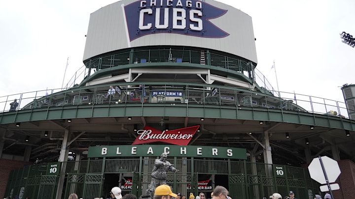 Nov 4, 2023; Chicago, Illinois, USA; Fans outside before the game between the Northwestern Wildcats