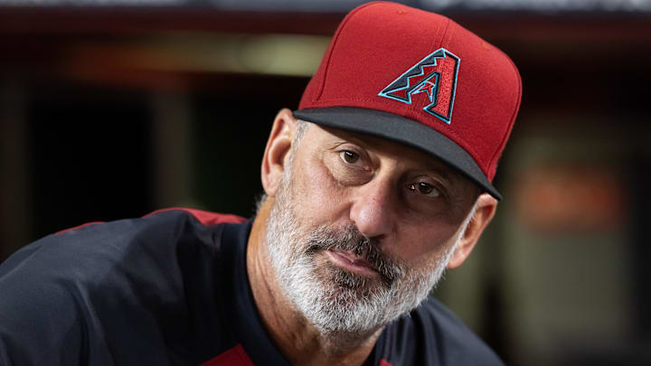 Aug 19, 2025; Phoenix, Arizona, USA; Arizona Diamondbacks manager Torey Lovullo prior to the game against the Cleveland Guardians at Chase Field. Mandatory Credit: Mark J. Rebilas-Imagn Images Aug 19, 2025; Phoenix, Arizona, USA; Arizona Diamondbacks manager Torey Lovullo prior to the game against the Cleveland Guardians at Chase Field. Mandatory Credit: Mark J. Rebilas-Imagn Images