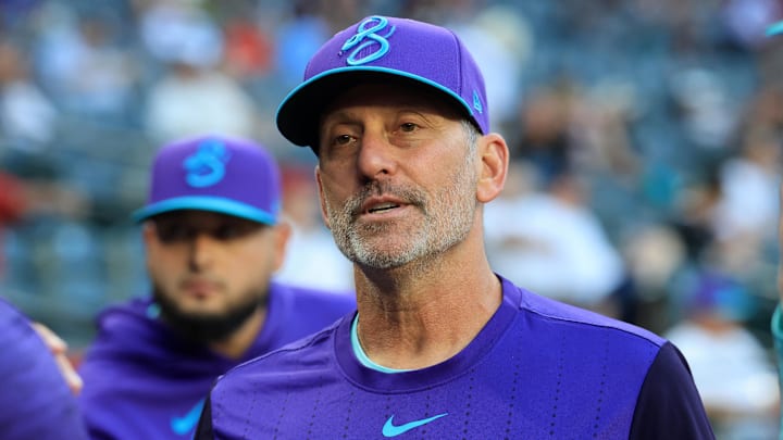 May 8, 2026; Phoenix, Arizona, USA; Arizona Diamondbacks manager Torey Lovullo against the New York Mets at Chase Field. Mandatory Credit: Mark J. Rebilas-Imagn Images