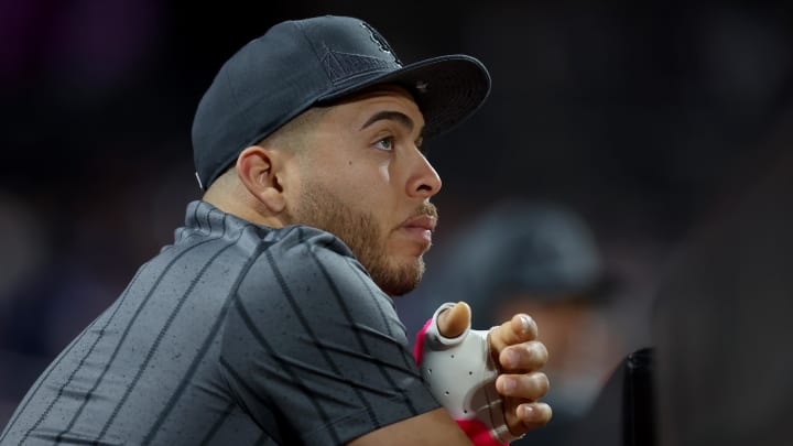 May 1, 2024; New York City, New York, USA; New York Mets injured catcher Francisco Alvarez (4) watches from the dugout during the seventh inning against the Chicago Cubs at Citi Field. Mandatory Credit: Brad Penner-USA TODAY Sports May 1, 2024; New York City, New York, USA; New York Mets injured catcher Francisco Alvarez (4) watches from the dugout during the seventh inning against the Chicago Cubs at Citi Field. Mandatory Credit: Brad Penner-USA TODAY Sports