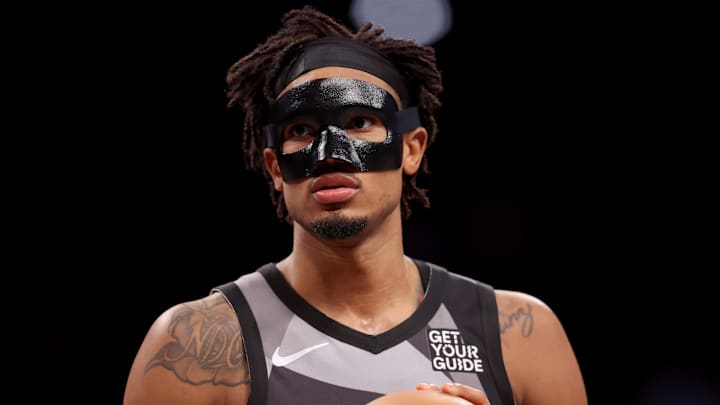 Feb 12, 2025; Brooklyn, New York, USA; Brooklyn Nets center Nic Claxton (33) during the fourth quarter against the Philadelphia 76ers at Barclays Center. Mandatory Credit: Brad Penner-Imagn Images Feb 12, 2025; Brooklyn, New York, USA; Brooklyn Nets center Nic Claxton (33) during the fourth quarter against the Philadelphia 76ers at Barclays Center. Mandatory Credit: Brad Penner-Imagn Images