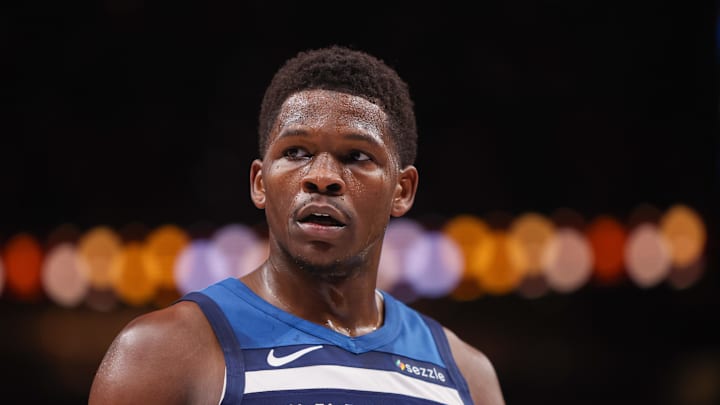 Dec 23, 2024; Atlanta, Georgia, USA; Minnesota Timberwolves guard Anthony Edwards (5) in action against the Atlanta Hawks in the first quarter at State Farm Arena. Dec 23, 2024; Atlanta, Georgia, USA; Minnesota Timberwolves guard Anthony Edwards (5) in action against the Atlanta Hawks in the first quarter at State Farm Arena.