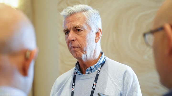 Nov 9, 2022; Las Vegas, NV, USA; Philadelphia Phillies president of baseball operations Dave Dombrowski answers questions from the media during the MLB GM Meetings at The Conrad Las Vegas
