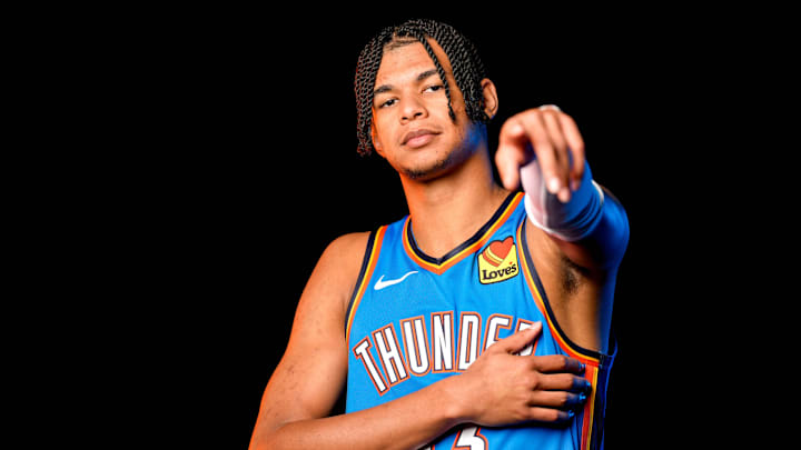 Ousmane Dieng is pictured during the Thunder media day at the Paycom Center in Oklahoma City, on Monday, Sept. 30, 2024. Ousmane Dieng is pictured during the Thunder media day at the Paycom Center in Oklahoma City, on Monday, Sept. 30, 2024.