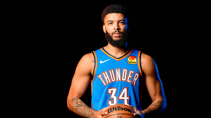 Kenrich Williams is pictured during the Thunder media day at the Paycom Center in Oklahoma City, on Monday, Sept. 30, 2024. Kenrich Williams is pictured during the Thunder media day at the Paycom Center in Oklahoma City, on Monday, Sept. 30, 2024.