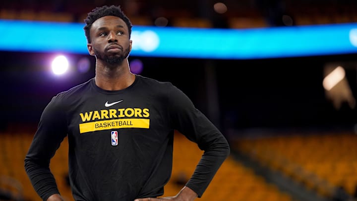 Golden State Warriors forward Andrew Wiggins (22) before a game against the Los Angeles Lakers at the Chase Center. 