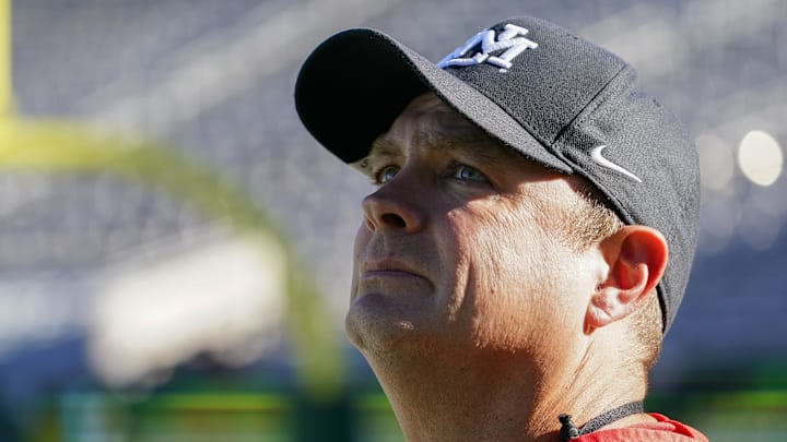 Nov 25, 2022; Fort Collins, Colorado, USA; Former New Mexico Lobos head coach Danny Gonzales at Sonny Lubick Field at Canvas Stadium. Mandatory Credit: Michael Madrid-Imagn Images Nov 25, 2022; Fort Collins, Colorado, USA; Former New Mexico Lobos head coach Danny Gonzales at Sonny Lubick Field at Canvas Stadium. Mandatory Credit: Michael Madrid-Imagn Images