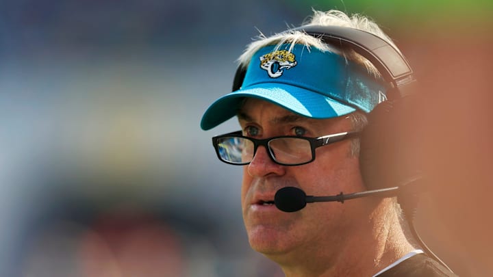 Jacksonville Jaguars head coach Doug Pederson looks on during the fourth quarter of an NFL football matchup Sunday, Oct. 27, 2024 at EverBank Stadium in Jacksonville, Fla. The Packers edged the Jaguars 30-27 on a last-second field goal. [Corey Perrine/Florida Times-Union]