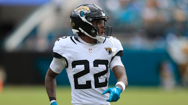 Jacksonville Jaguars cornerback Jarrian Jones (22) looks on during the third quarter of an NFL football matchup Sunday, Sept. 15, 2024 at EverBank Stadium in Jacksonville, Fla. The Browns defeated the Jaguars 18-13. [Corey Perrine/Florida Times-Union]