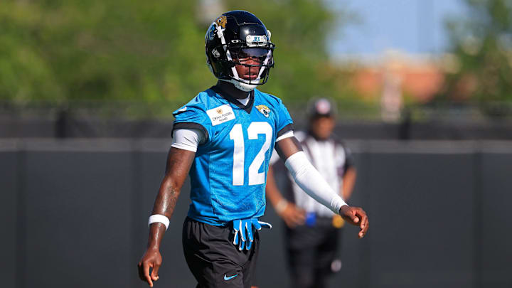 Jacksonville Jaguars wide receiver Travis Hunter (12) walks on the field during the second mandatory minicamp at Miller Electric Center Wednesday, June 11, 2025 in Jacksonville, Fla. Jacksonville Jaguars wide receiver Travis Hunter (12) walks on the field during the second mandatory minicamp at Miller Electric Center Wednesday, June 11, 2025 in Jacksonville, Fla.
