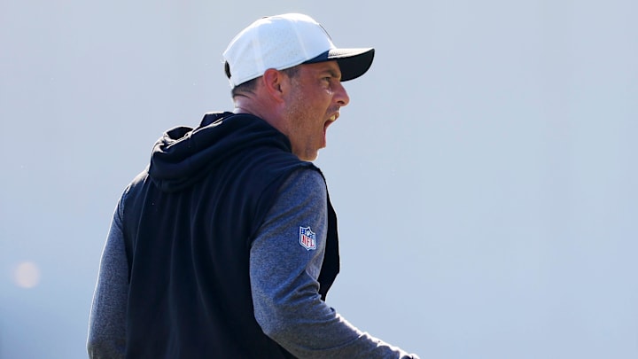 Jacksonville Jaguars assistant defensive backs coach Drew Lascari yells during an NFL training camp session at the Miller Electric Center, Tuesday, July 29, 2025, in Jacksonville, Fla. [Corey Perrine/Florida Times-Union]