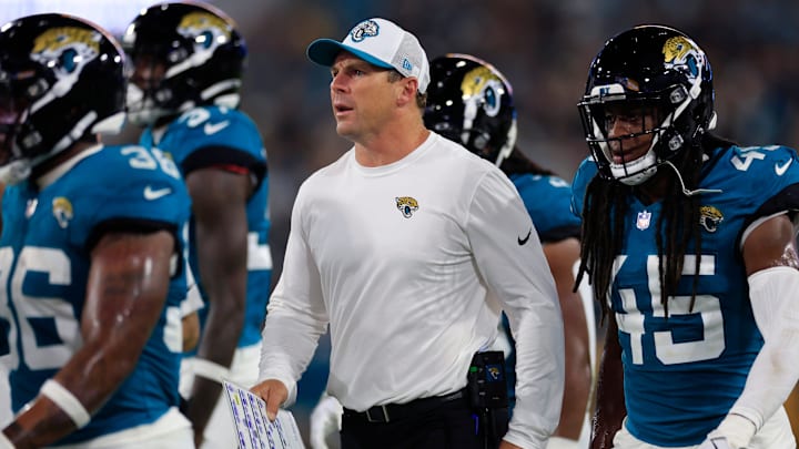 Jacksonville Jaguars special team coordinator Heath Farwell looks on during the fourth quarter of a preseason NFL football game Saturday, Aug. 17, 2024 at EverBank Stadium in Jacksonville, Fla. The Jacksonville Jaguars defeated the Tampa Bay Buccaneers 20-7. [Corey Perrine/Florida Times-Union]