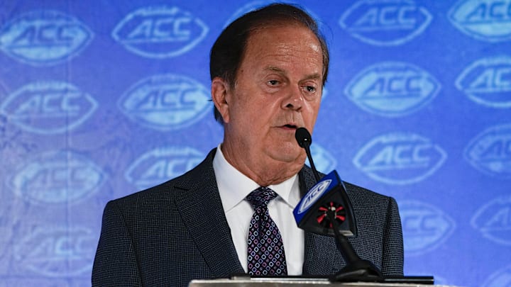 Jul 21, 2021; Charlotte, NC, USA; Duke Blue Devils coach David Cutcliffe speaks to the media during the ACC Kickoff at The Westin Charlotte. Mandatory Credit: Jim Dedmon-Imagn Images Jul 21, 2021; Charlotte, NC, USA; Duke Blue Devils coach David Cutcliffe speaks to the media during the ACC Kickoff at The Westin Charlotte. Mandatory Credit: Jim Dedmon-Imagn Images