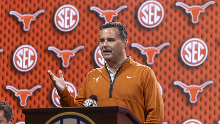 Texas Longhorns head coach Sean Miller talks with the media during SEC Media Days at Grand Bohemian Hotel. 