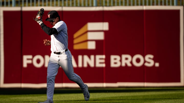 WooSox outfielder Roman Anthony makes a catch during a game on April 9, 2025, at Polar Park.