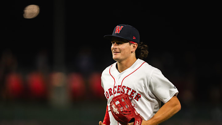 WooSox outfielder Roman Anthony runs off the field following his team's 2-1 win over Lehigh Valley on Aug. 14 at Polar Park.