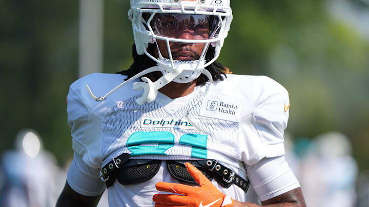 Miami Dolphins WR Theo Wease Jr. (81) runs a route, during joint practice with the Detroit Lions at the Lions headquarters and training facility in Allen Park, Thursday, Aug. 14 2025 Miami Dolphins WR Theo Wease Jr. (81) runs a route, during joint practice with the Detroit Lions at the Lions headquarters and training facility in Allen Park, Thursday, Aug. 14 2025