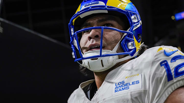 Dec 29, 2025; Atlanta, Georgia, USA; Los Angeles Rams wide receiver Puka Nacua (12) reacts after scoring a touchdown against the Atlanta Falcons during the second half at Mercedes-Benz Stadium. Mandatory Credit: Dale Zanine-Imagn Images Dec 29, 2025; Atlanta, Georgia, USA; Los Angeles Rams wide receiver Puka Nacua (12) reacts after scoring a touchdown against the Atlanta Falcons during the second half at Mercedes-Benz Stadium. Mandatory Credit: Dale Zanine-Imagn Images