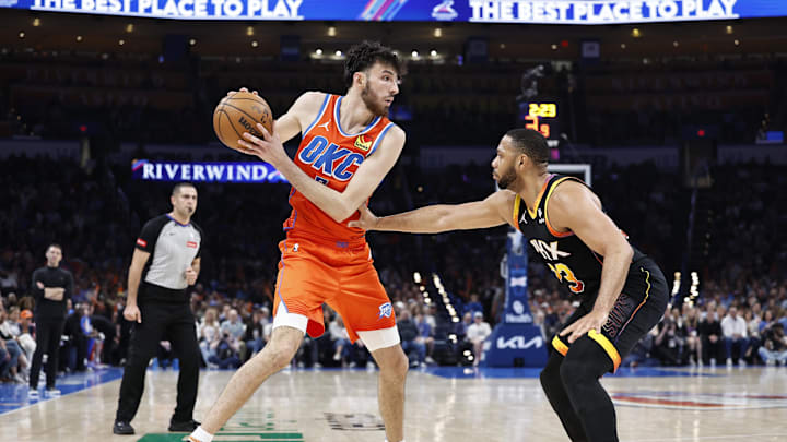 Mar 29, 2024; Oklahoma City, Oklahoma, USA; Oklahoma City Thunder forward Chet Holmgren (7)