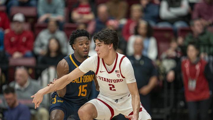 Mar 7, 2024; Stanford, California, USA; California Golden Bears guard Jalen Cone (15) defends