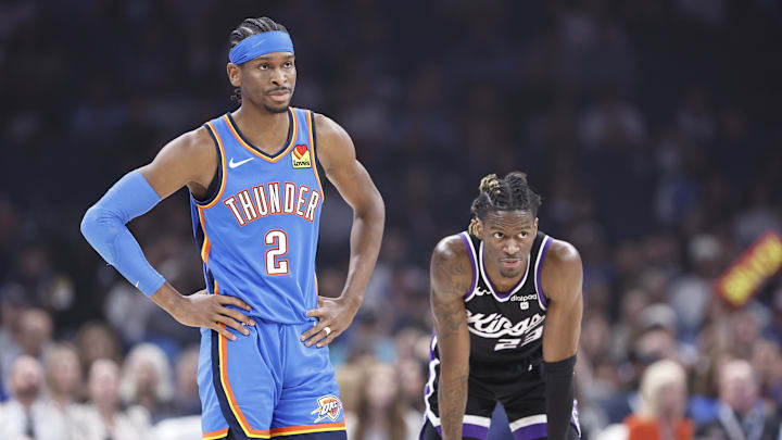Apr 9, 2024; Oklahoma City, Oklahoma, USA; Oklahoma City Thunder guard Shai Gilgeous-Alexander (2)
