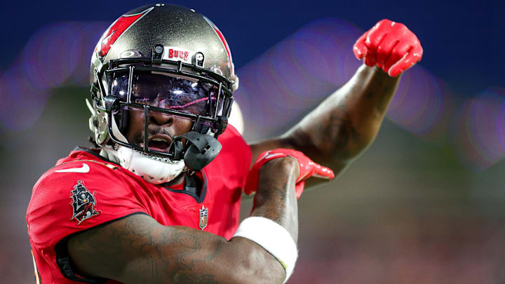 Dec 24, 2023; Tampa, Florida, USA;  Tampa Bay Buccaneers cornerback Dee Delaney (30) reacts after a