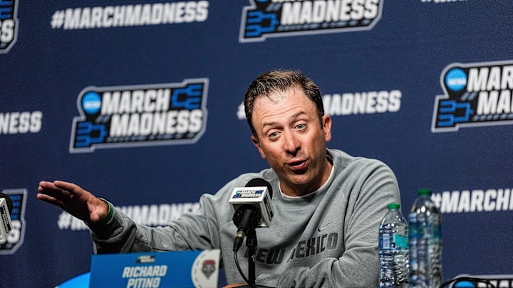 Richard Pitino speaks before New Mexico's game against Michigan State.