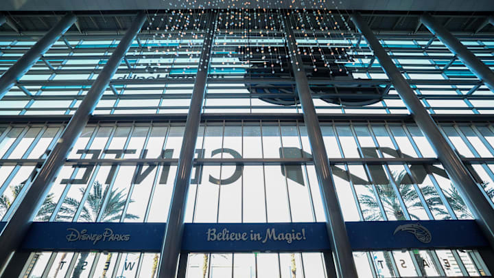 Jan 28, 2024; Orlando, Florida, USA;  fans enter the Kia Center before a game between the Phoenix Suns and Orlando Magic. Mandatory Credit: Nathan Ray Seebeck-Imagn Images
