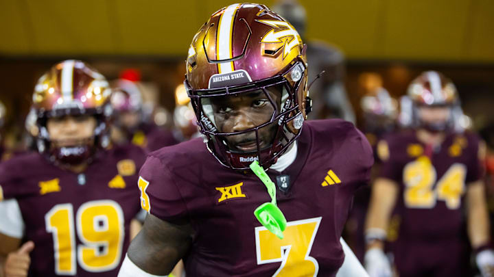 Arizona State Sun Devils defensive back Laterrance Welch (3) against the Kansas Jayhawks at Mountain America Stadium. Mandatory Credit: Mark J. Rebilas-Imagn Images