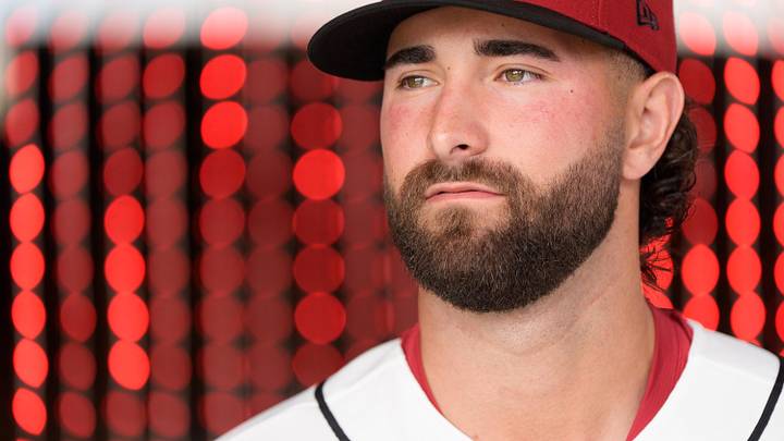 Feb 18, 2026; Scottsdale, AZ, USA; Arizona Diamondbacks pitcher Hayden Durke (90) poses for a photo for MLB media day at Salt River Fields at Talking Stick. Mandatory Credit: Allan Henry-Imagn Images