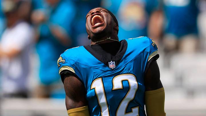 Jacksonville Jaguars wide receiver Travis Hunter (12) yells as his is introduced before an NFL football matchup at EverBank Stadium, Sunday, Sept. 21, 2025, in Jacksonville, Fla. The Jaguars defeated the Texans 17-10. Jacksonville Jaguars wide receiver Travis Hunter (12) yells as his is introduced before an NFL football matchup at EverBank Stadium, Sunday, Sept. 21, 2025, in Jacksonville, Fla. The Jaguars defeated the Texans 17-10.