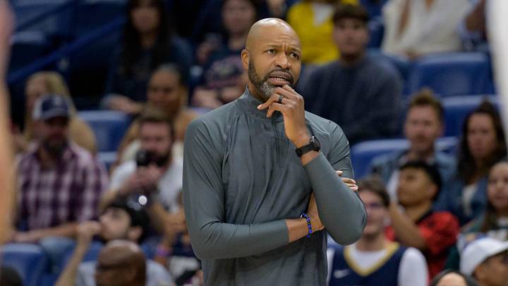 Oct 10, 2023; New Orleans, Louisiana, USA; Orlando Magic head coach Jamahl Mosley watches his team against the New Orleans Pelicans during the first quarter at the Smoothie King Center. Mandatory Credit: Matthew Hinton-Imagn Images Oct 10, 2023; New Orleans, Louisiana, USA; Orlando Magic head coach Jamahl Mosley watches his team against the New Orleans Pelicans during the first quarter at the Smoothie King Center. Mandatory Credit: Matthew Hinton-Imagn Images