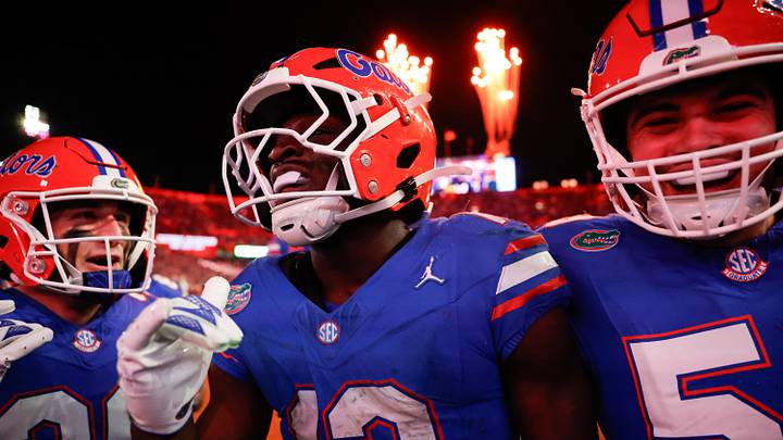 Florida Gators running back Jadan Baugh celebrates his touchdown. Florida Gators running back Jadan Baugh celebrates his touchdown.