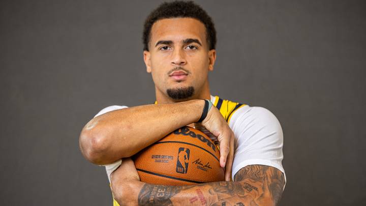 Sep 28, 2026; Indianapolis, IN, USA;  Indiana Pacers forward Jalen Slawson (18) poses for a photo during media day.  Mandatory Credit: Trevor Ruszkowski-Imagn Images