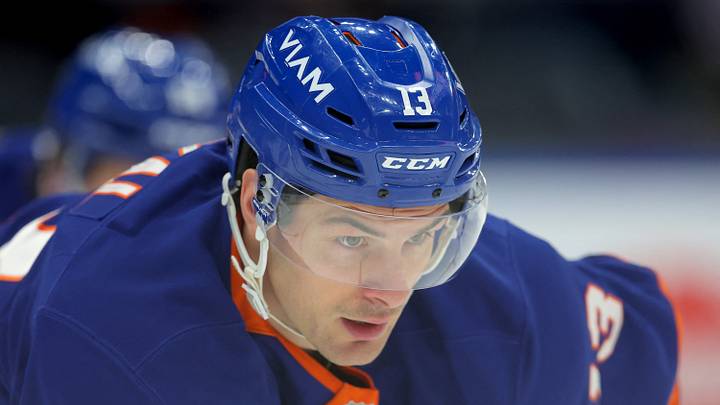 Mar 28, 2026; Elmont, New York, USA; New York Islanders center Mathew Barzal (13) skates against the Florida Panthers during the first period at UBS Arena. Mandatory Credit: Brad Penner-Imagn Images Mar 28, 2026; Elmont, New York, USA; New York Islanders center Mathew Barzal (13) skates against the Florida Panthers during the first period at UBS Arena. Mandatory Credit: Brad Penner-Imagn Images