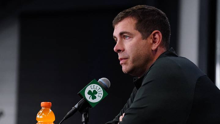 Sep 29, 2025; Boston, MA, USA; Boston Celtics president of basketball operations Brad Stevens talks to reporters during media day at the Auerbach Center. Mandatory Credit: David Butler II-Imagn Images Sep 29, 2025; Boston, MA, USA; Boston Celtics president of basketball operations Brad Stevens talks to reporters during media day at the Auerbach Center. Mandatory Credit: David Butler II-Imagn Images