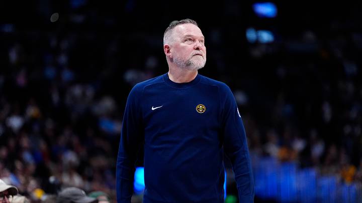 Mar 28, 2025; Denver, Colorado, USA; Denver Nuggets head coach Michael Malone during the second quarter against the Utah Jazz at Ball Arena. Mandatory Credit: Ron Chenoy-Imagn Images