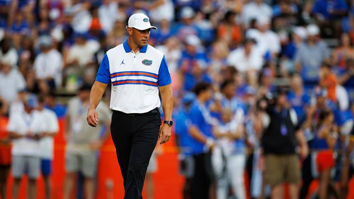 Sep 5, 2026; Gainesville, Florida, USA;  Florida Gators head coach Jon Sumrall walks on the field before a game against the Florida Atlantic Owls at Ben Hill Griffin Stadium.  Mandatory Credit: Matt Pendleton-Imagn Images