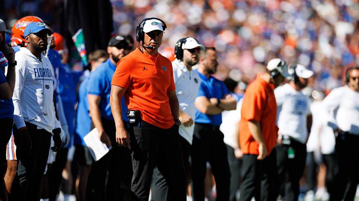 Sep 26, 2026; Gainesville, Florida, USA; Florida Gators head coach Jon Sumrall looks on against the Mississippi Rebels during the first half at Ben Hill Griffin Stadium. Mandatory Credit: Matt Pendleton-Imagn Images Sep 26, 2026; Gainesville, Florida, USA; Florida Gators head coach Jon Sumrall looks on against the Mississippi Rebels during the first half at Ben Hill Griffin Stadium. Mandatory Credit: Matt Pendleton-Imagn Images