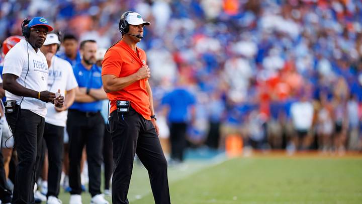 Sep 26, 2026; Gainesville, Florida, USA; Florida Gators head coach Jon Sumrall looks on against the Mississippi Rebels during the second half at Ben Hill Griffin Stadium. Mandatory Credit: Matt Pendleton-Imagn Images Sep 26, 2026; Gainesville, Florida, USA; Florida Gators head coach Jon Sumrall looks on against the Mississippi Rebels during the second half at Ben Hill Griffin Stadium. Mandatory Credit: Matt Pendleton-Imagn Images