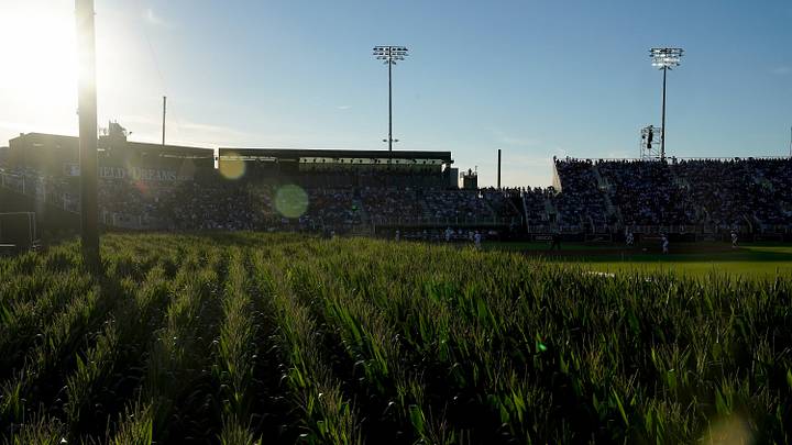 General view of the Field of Dreams stadium from the cornfield General view of the Field of Dreams stadium from the cornfield