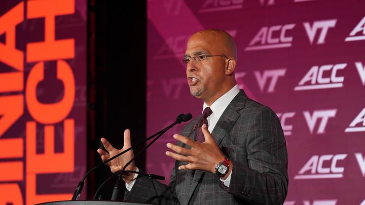 Jul 16, 2026; Charlotte, NC, USA; Virginia Tech head coach James Franklin speaks to the media during Media Day at Hilton Charlotte Uptown. Mandatory Credit: Jim Dedmon-Imagn Images Jul 16, 2026; Charlotte, NC, USA; Virginia Tech head coach James Franklin speaks to the media during Media Day at Hilton Charlotte Uptown. Mandatory Credit: Jim Dedmon-Imagn Images